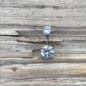 Silver Diamond Zircon‎ Belly Button Ring